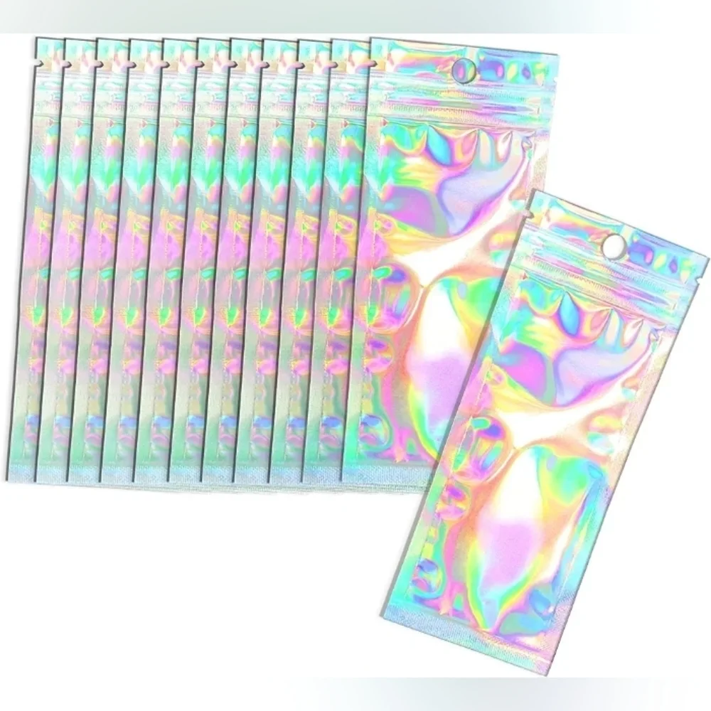 75 x Resealable Holographic Small Ziplock Smell Proof Baggies 2.4